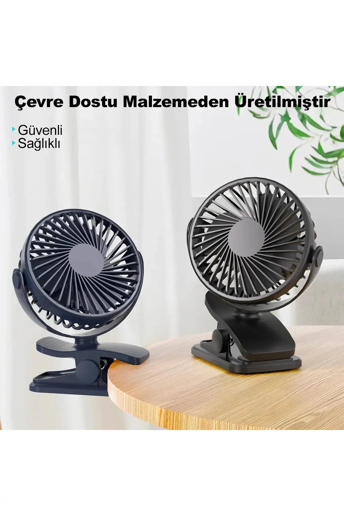 Masaüstü Şarjlı Klipsli 360 Derece Dönen Portatif Fan Vantilatör Şarjlı Klipsli Soğutucu