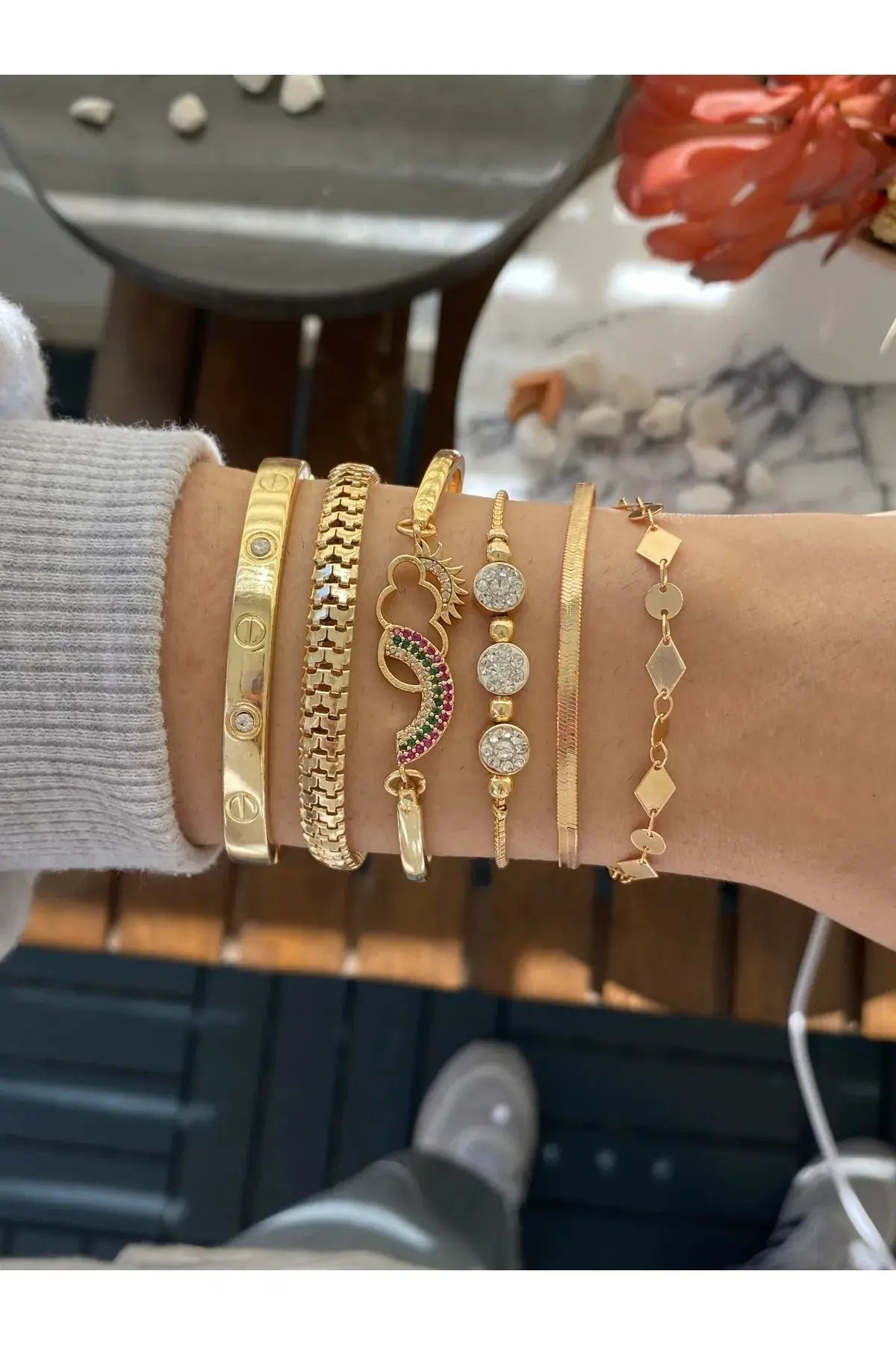 Altın Kaplama Bileklik 5 Li Set