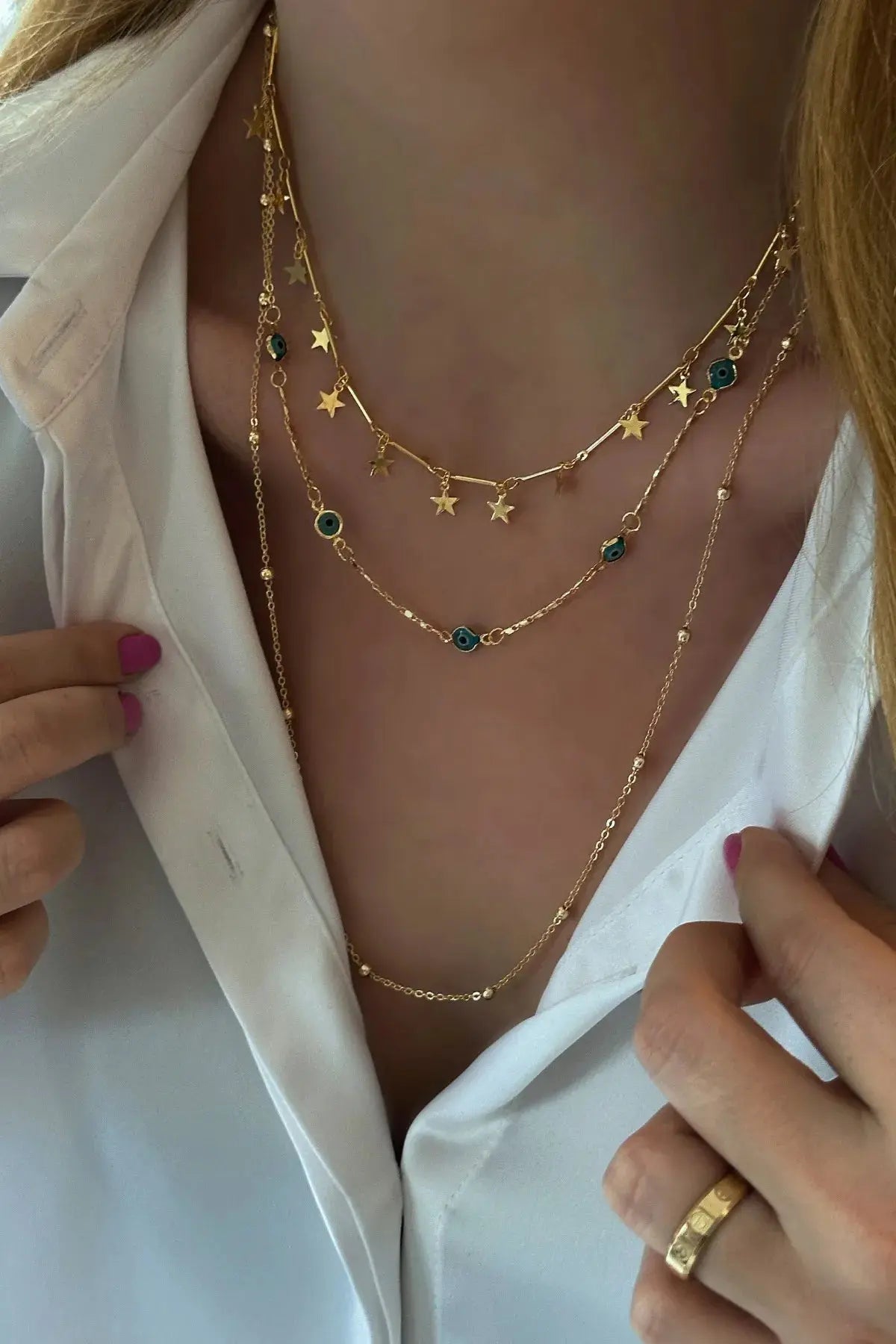 Nazar Boncuklu Kombin Kolye