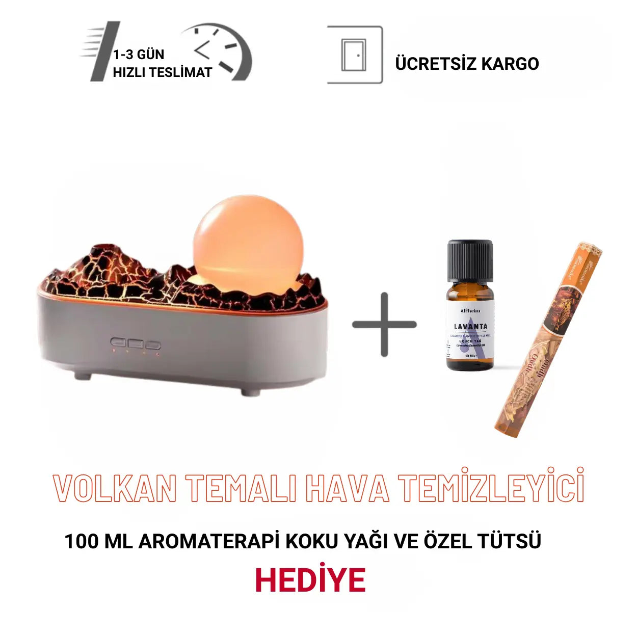 Kristal Top Volkan Temalı Hava Nemlendirici Difüzör Gifthane