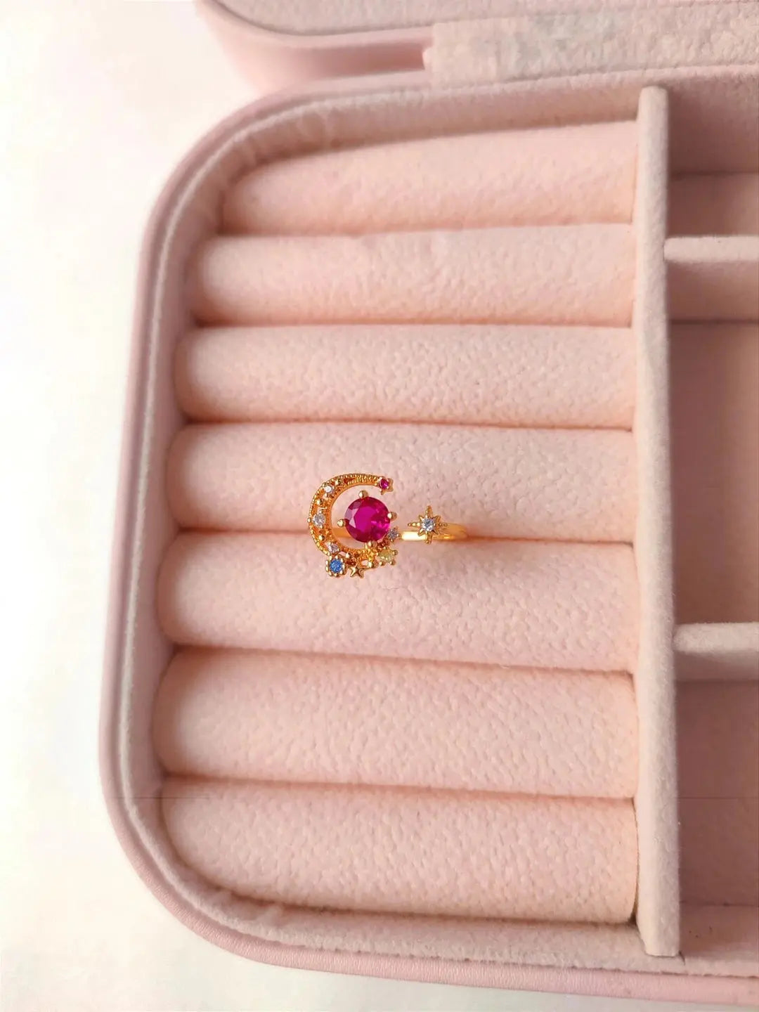 Hilal Yıldızlı Çiçekli Ayarlanabilir Kadın Yüzük