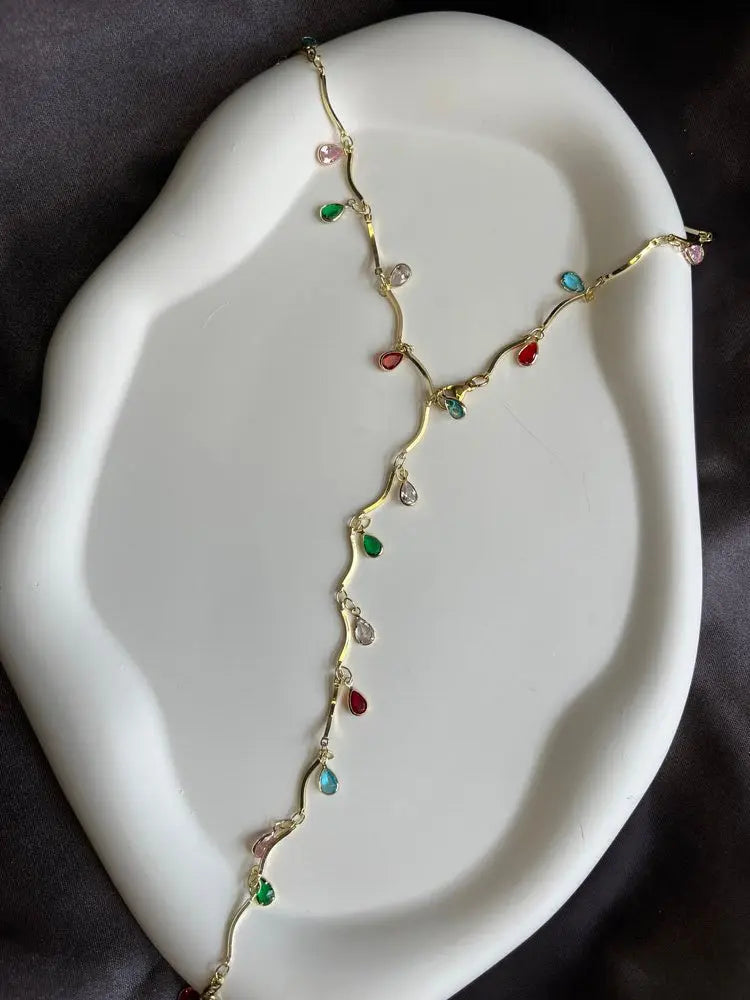 Zirkon Taşlı Renkli Y Kolye