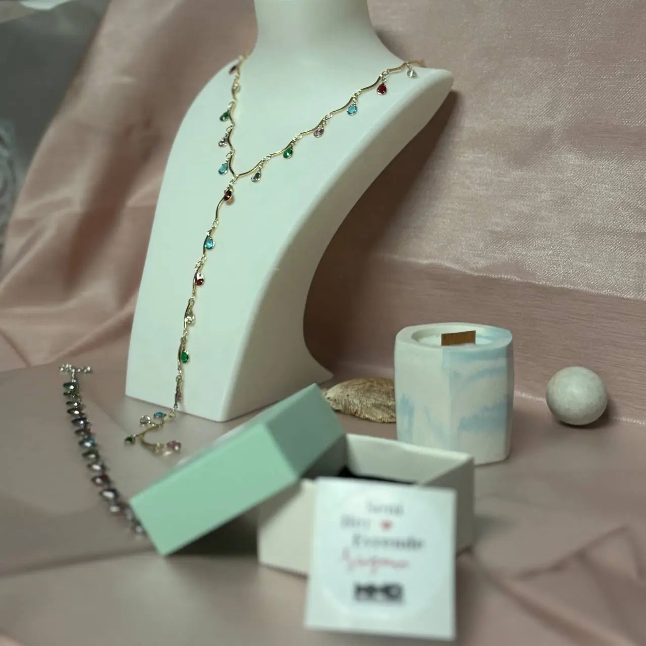 Zirkon Taşlı Renkli Y Kolye