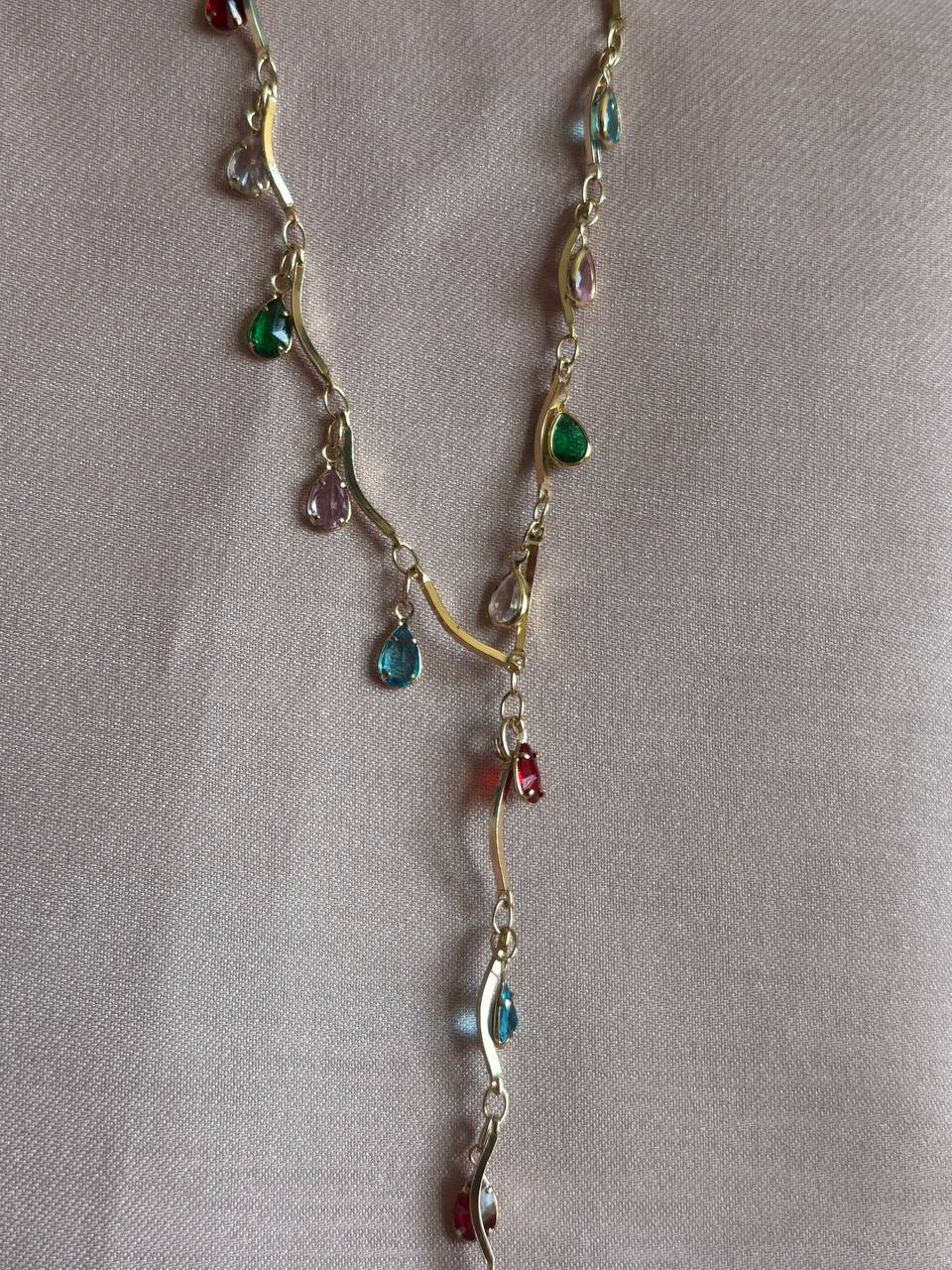 Zirkon Taşlı Renkli Y Kolye