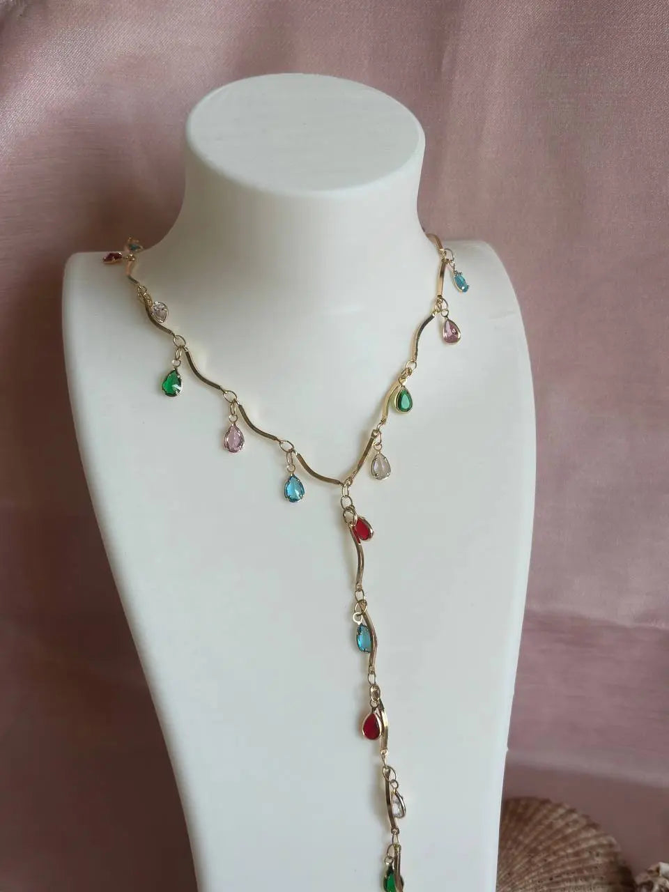 Zirkon Taşlı Renkli Y Kolye