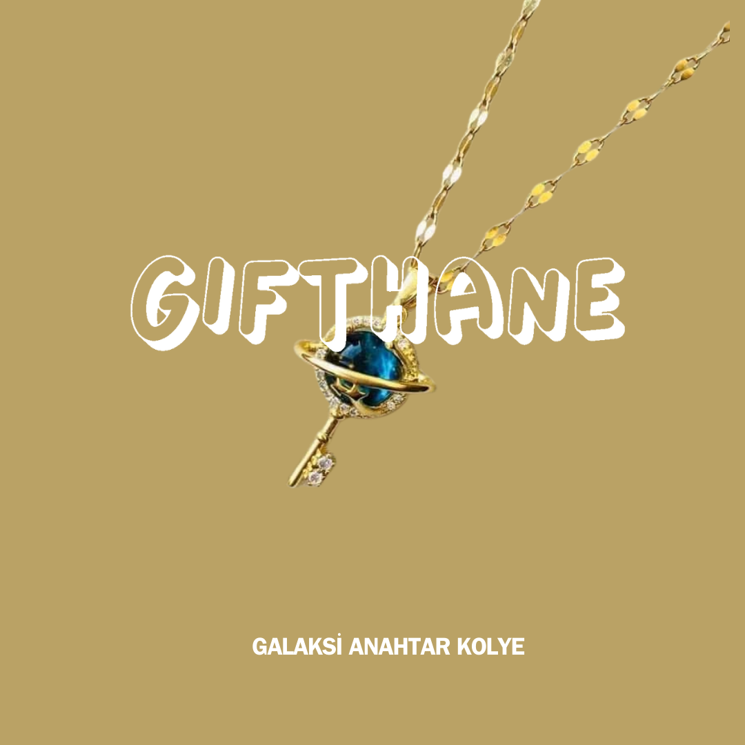 Gifthane™ 14 Ayar Altın Kaplama - Galaxy Anahtar Kolye