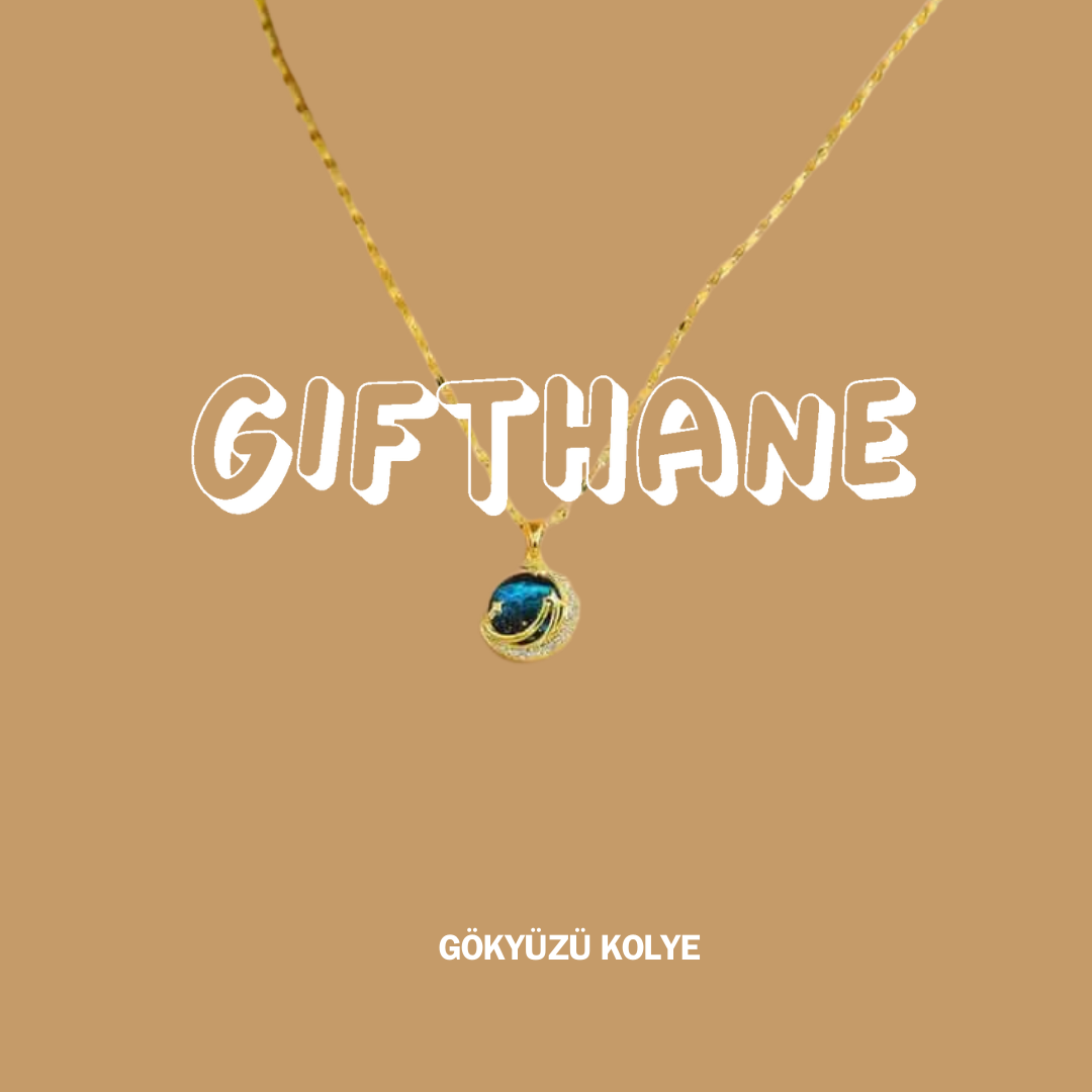 Gifthane™ 14 Ayar Altın Kaplama Gökyüzü Kolye