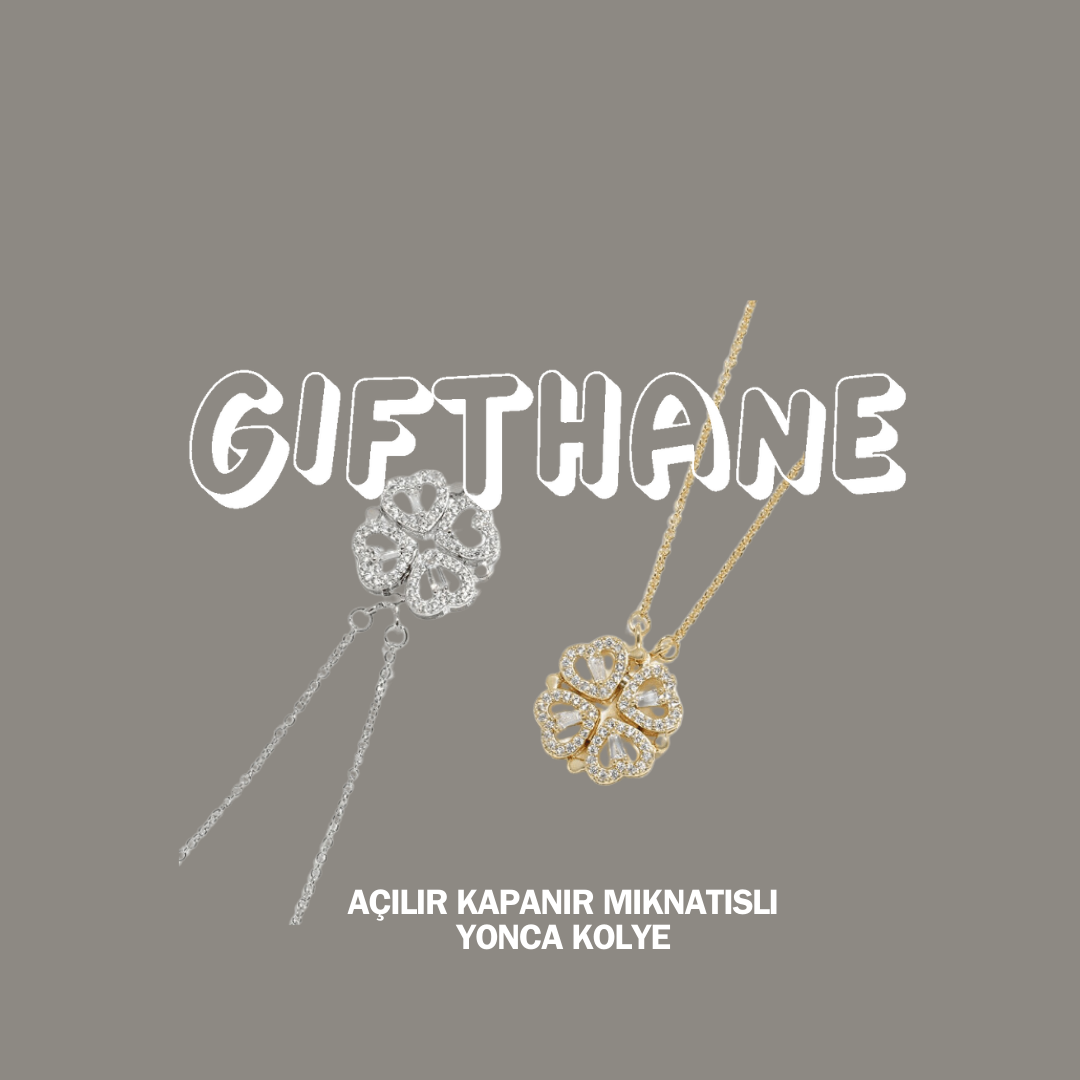 Gifthane™ 14 Ayar Kaplama Açılır Mıknatıslı Yonca Kolye