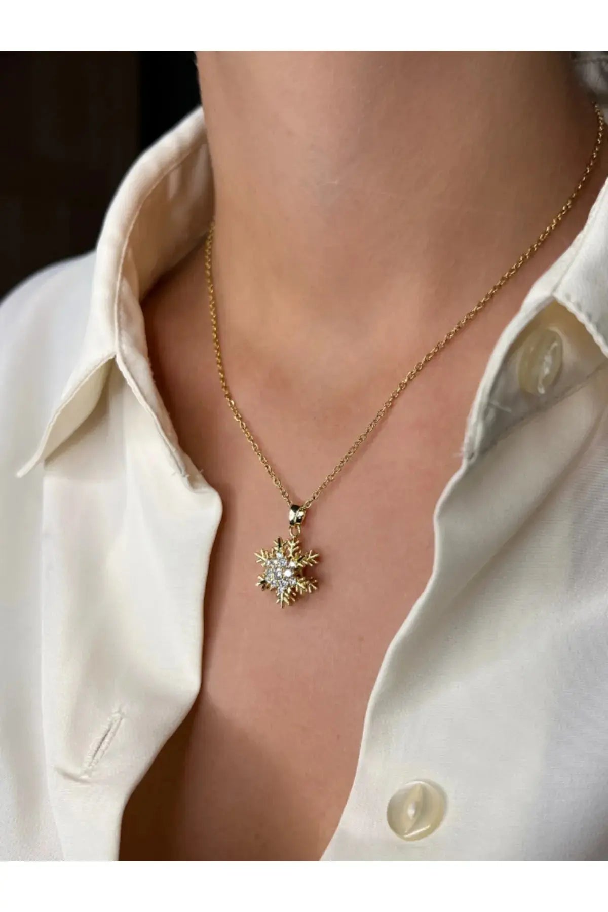 Stres Giderici Kar Tanesi Çelik Kolye