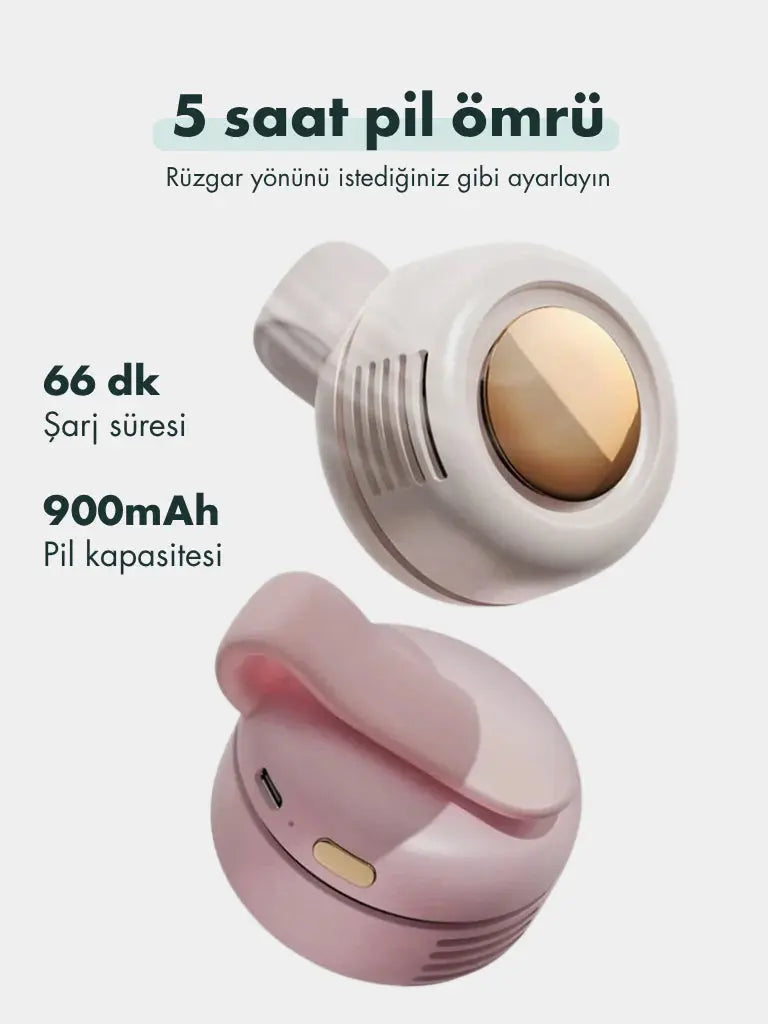 Klipsli Mini Fan - 3 Hız Ayarlı Taşınabilir Kişisel Klima