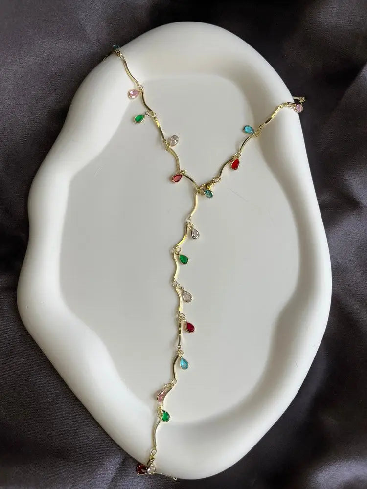 Zirkon Taşlı Renkli Y Kolye